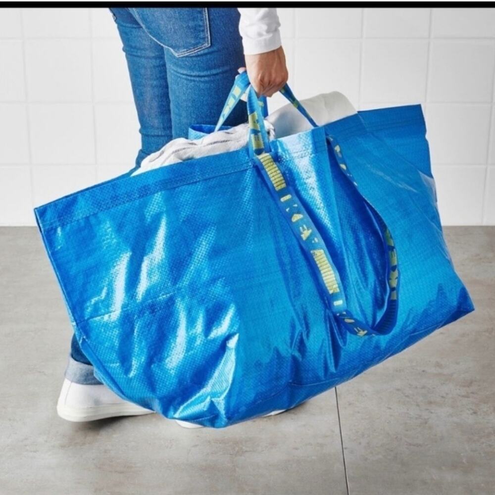 IKEA Blue Tote Bag Set Of 2 New 19 Gallon Reusable